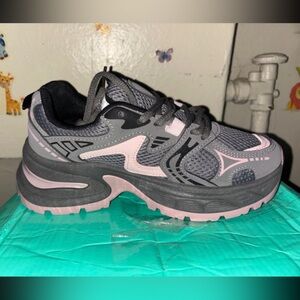 Gray and Pink Athletic Sneakers